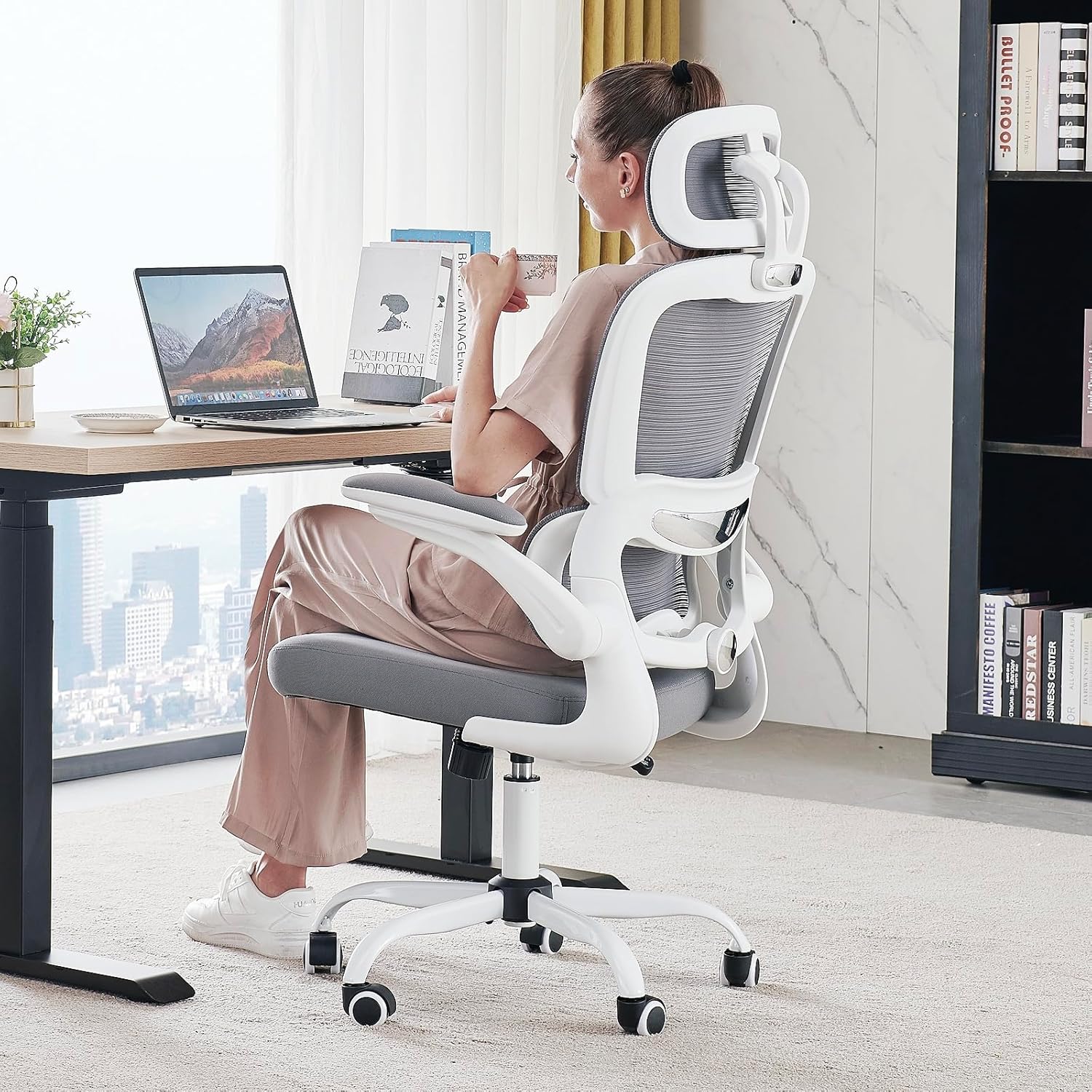 TRALT Office Chair Ergonomic Desk Chair, 330 LBS Home Mesh Office Desk Chairs with Wheels, Comfortable Gaming Chair, High Back Office Chair for Long Hours (Black)