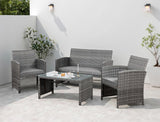 Shintenchi 4 Piece Patio Ratten Set Outdoor Furniture Set Wicker Conversation Set with Cushions and Tempered Glass Tabletop,Beige