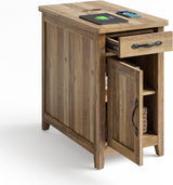 LINSY HOME Farmhouse End Table Narrow Side Table Small Nightstand