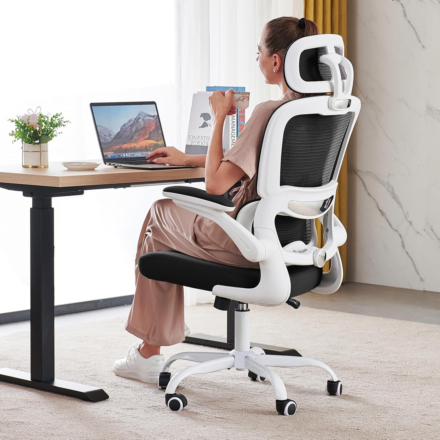 TRALT Office Chair Ergonomic Desk Chair, 330 LBS Home Mesh Office Desk Chairs with Wheels, Comfortable Gaming Chair, High Back Office Chair for Long Hours (Black)