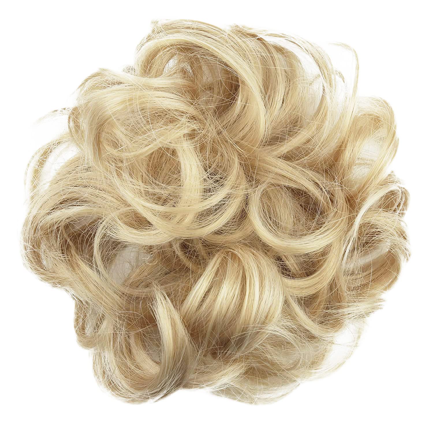 Messy Scrunchie Bun Voluminous Wavy Hairpiece Heat-resistant Synthetic Fibres Blond Mix