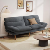 Pipishell Convertible Futon Sofa Bed,66" Corduroy Futon Couch with Adjustable Backrest and Armrests, Recliner Sleeper Sofa for Small Spaces, Play Room or Office, Grey