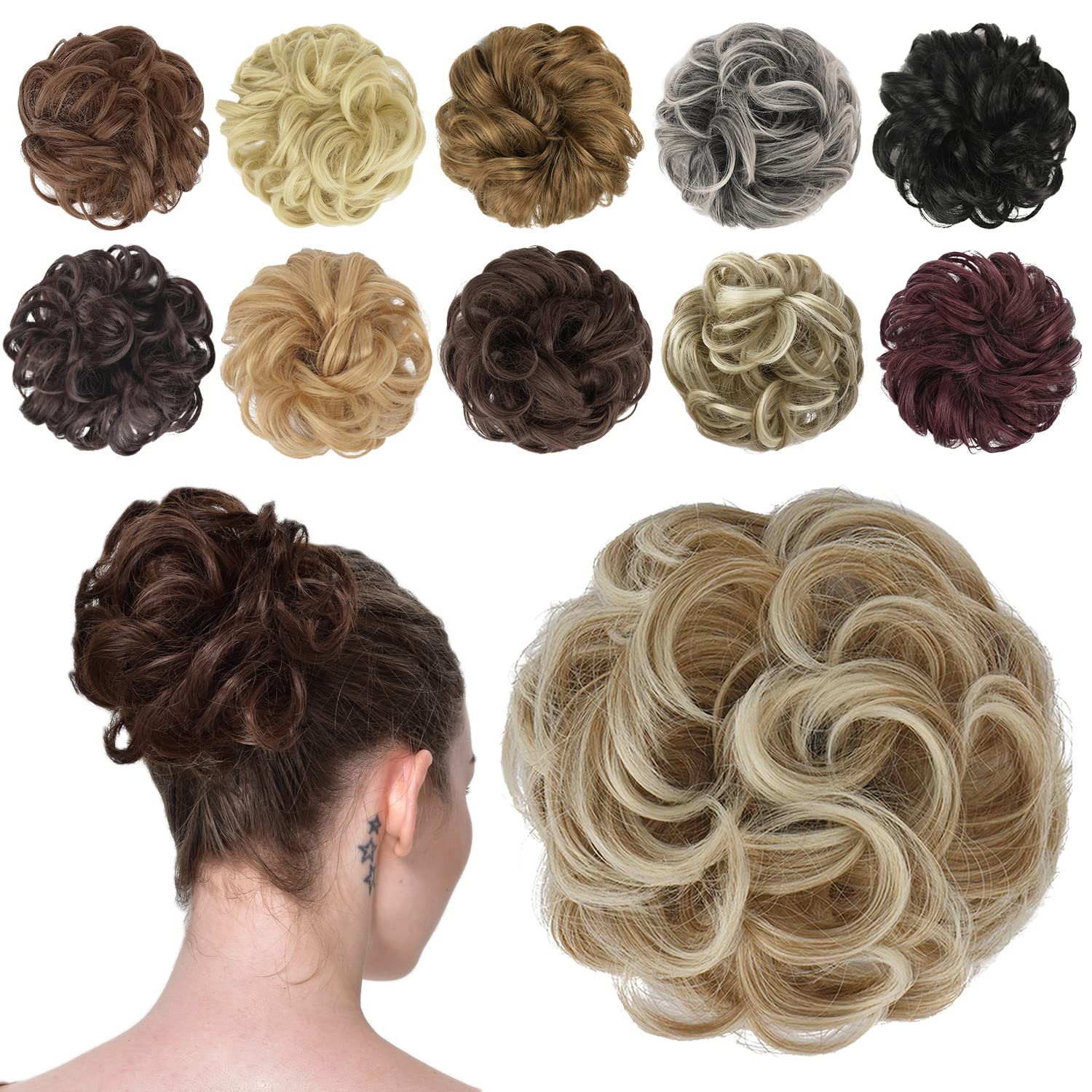 Hair Bun Hair Pieces Elastic Wavy Curly Hair Bun Scrunchies Extensions Synthetic Chignon Hairpieces