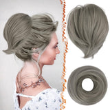 Hair Bun Ponytail Extension Straight Synthetic Hairpiece Fully Short Ponytail