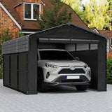 10'x15' Heavy Duty Metal Carport, Outdoor Garage Car Shelter Shade with Heavier Frame, Galvanized Roof for Car and Boats, Grey
