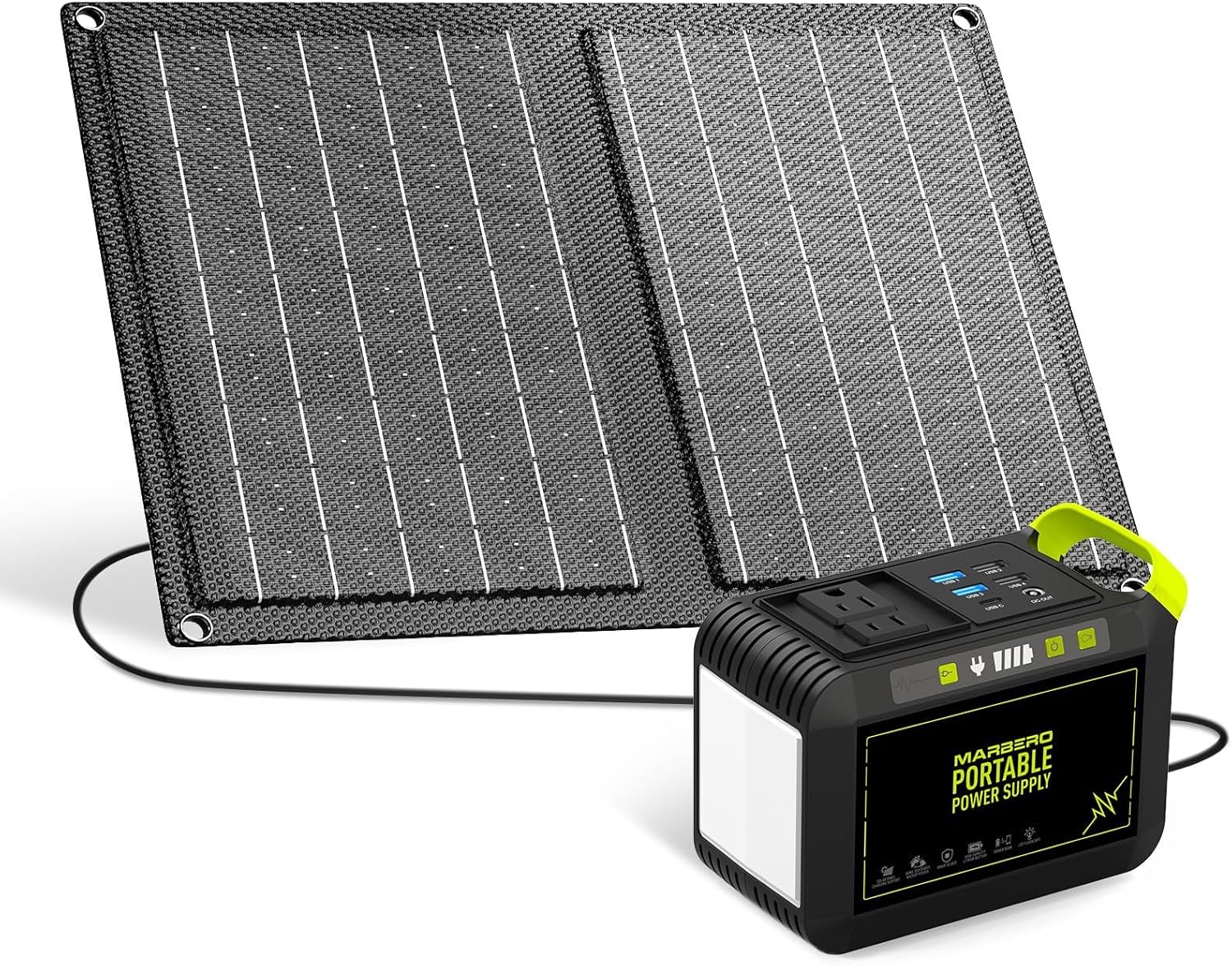 MARBERO Portable Power Station 88Wh Camping Lithium Battery Solar Generator Fast Charging with AC Outlet 120W Peak Power Bank(Solar Panel Optional) for Home Backup Outdoor Emergency RV Van Hunting