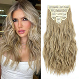 Clip in Hair Extensions 6 PCS Natural & Soft Hair Blends Well Hair wigs Dark Brown Long Wavy Hairpieces