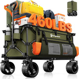 38"L Collapsible Wagon Cart Foldable, 460LB Weight Capacity 220L Heavy Duty Folding Beach Wagons with Big All-Terrain Wheels, Utility Carts for Groceries, Shopping, Camping, Sports - Black