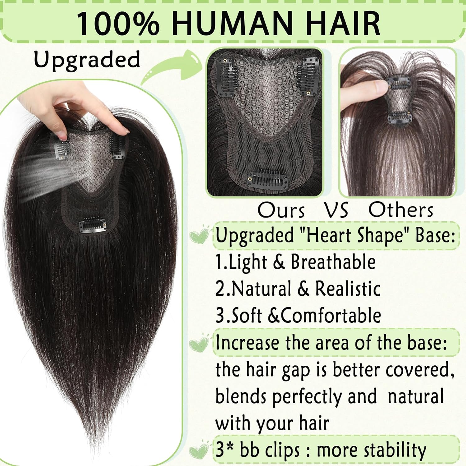 Hair Toppers for Women Real Human Hair 360° No Bangs Upgrade Lace Base Human Hair Toppers - Wigtrends