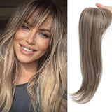 Hair Topper with Bangs Hair Clip 360° 3D Cover Hair Toppers Hair Pieces for Women with Thinning Hair