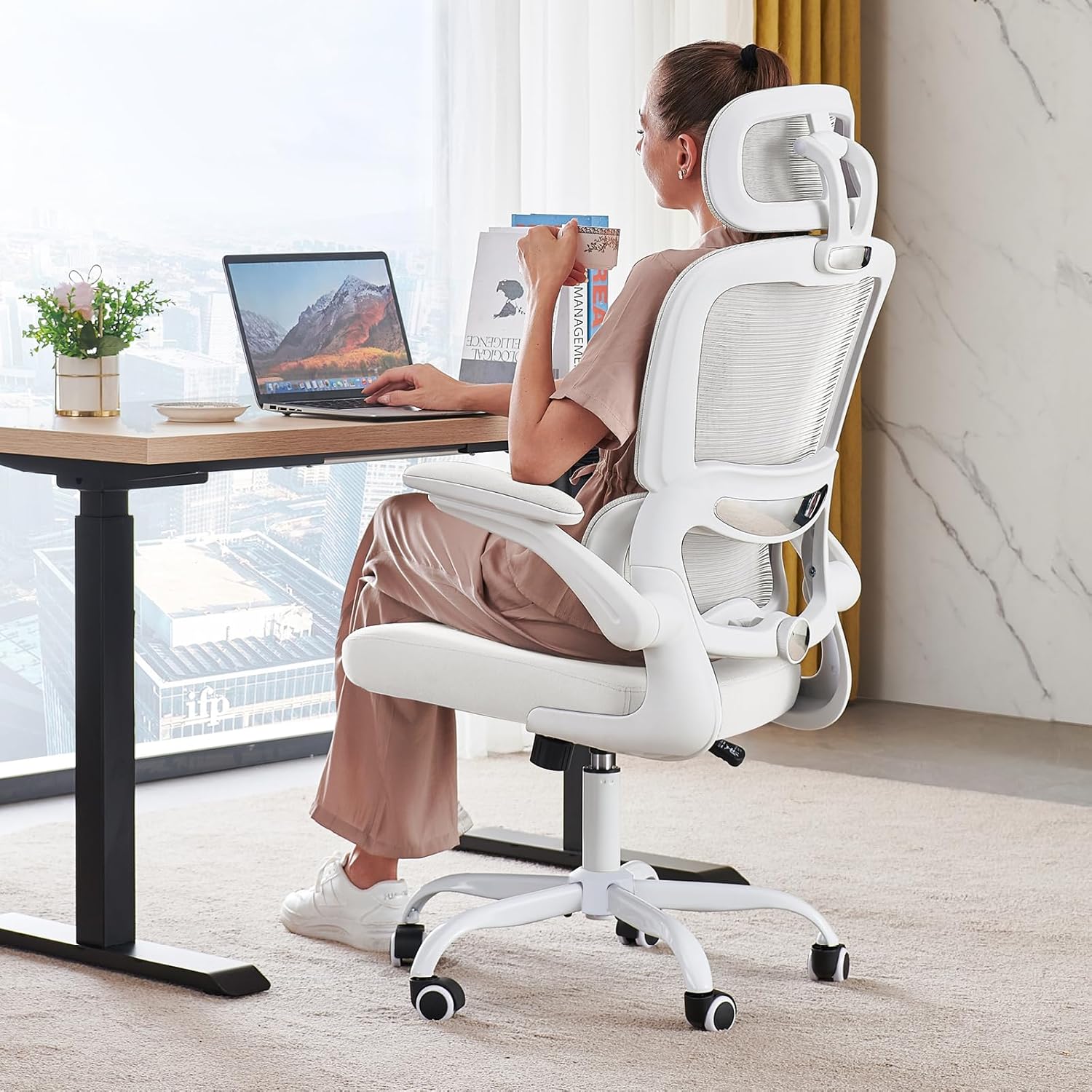 TRALT Office Chair Ergonomic Desk Chair, 330 LBS Home Mesh Office Desk Chairs with Wheels, Comfortable Gaming Chair, High Back Office Chair for Long Hours (Black)