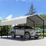 10'x15' Heavy Duty Metal Carport, Outdoor Garage Car Shelter Shade with Heavier Frame, Galvanized Roof for Car and Boats, Grey
