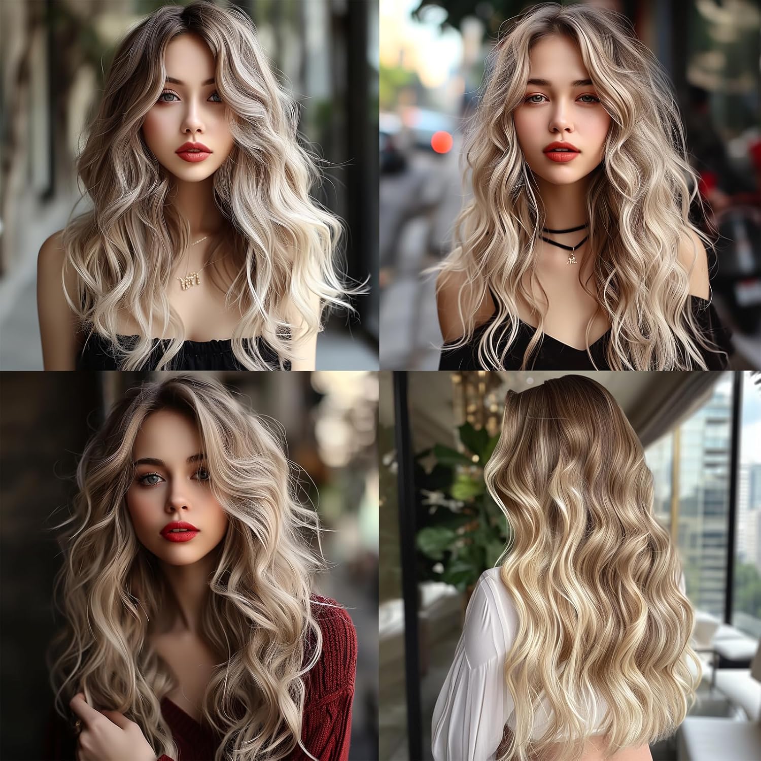 Long Gray Wigs for Women|Ombre Grey wig for Black Women|Synthetic Wigs for Women 23inch - Wigtrends