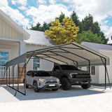 10'x15' Heavy Duty Metal Carport, Outdoor Garage Car Shelter Shade with Heavier Frame, Galvanized Roof for Car and Boats, Grey