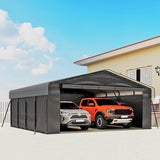 10'x15' Heavy Duty Metal Carport, Outdoor Garage Car Shelter Shade with Heavier Frame, Galvanized Roof for Car and Boats, Grey
