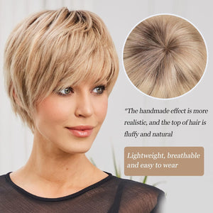 Pixie Cut Human Hair Wigs for Women Pretty Short Gray Wigs for Women Natural Realistic - Wigtrends