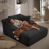 50 Inch Chaise Lounge Chair Indoor, Oversized Corduroy Upholstered Boneless Sofa Bed, Deep Seat Sleeper Couch Reading Chairs, Cloud Sofas Couches for Living Room, No Assembly Required (Dark Grey)