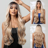 Long Brown Wave Wig 26 inch Synthetic Wig Wave Brown Heat Resistant Hair