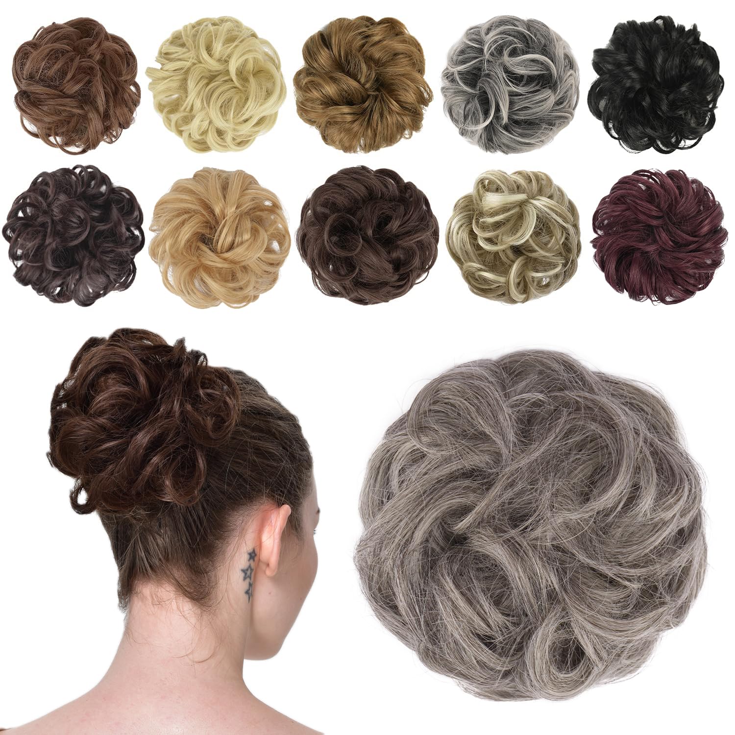 Hair Bun Hair Pieces Elastic Wavy Curly Hair Bun Scrunchies Extensions Synthetic Chignon Hairpieces