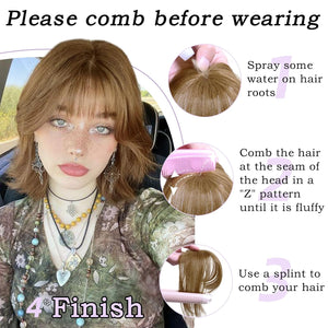 Clip in Bangs 100% Human Hair Toppers 360°3D Hair Pieces Clip On Air Bangs Extensions - Wigtrends