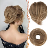 Hair Bun Ponytail Extension Straight Human Hairpiece Fully Short Wigs