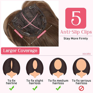 Short Layered Hair Topper with Bangs for Women with Thinning Hair 14 Inch 100% Human Hair Wigs Piece - Wigtrends