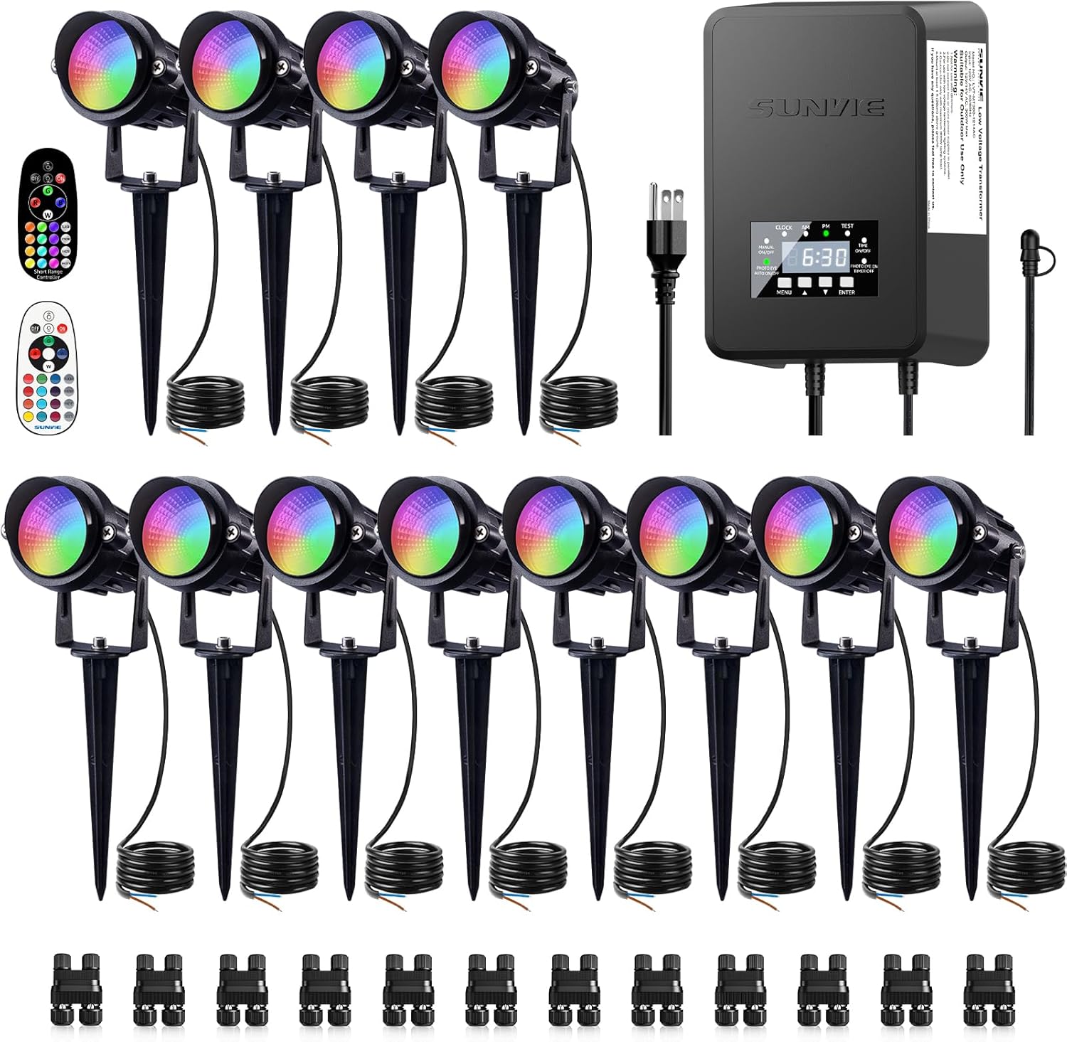 SUNVIE LED Landscape Lighting Kit Color Changing Waterproof Landscape Lights