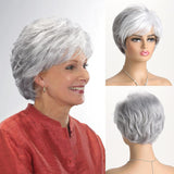 Short Gray Curly Wigs for White Women Curly Grey Hair Wig