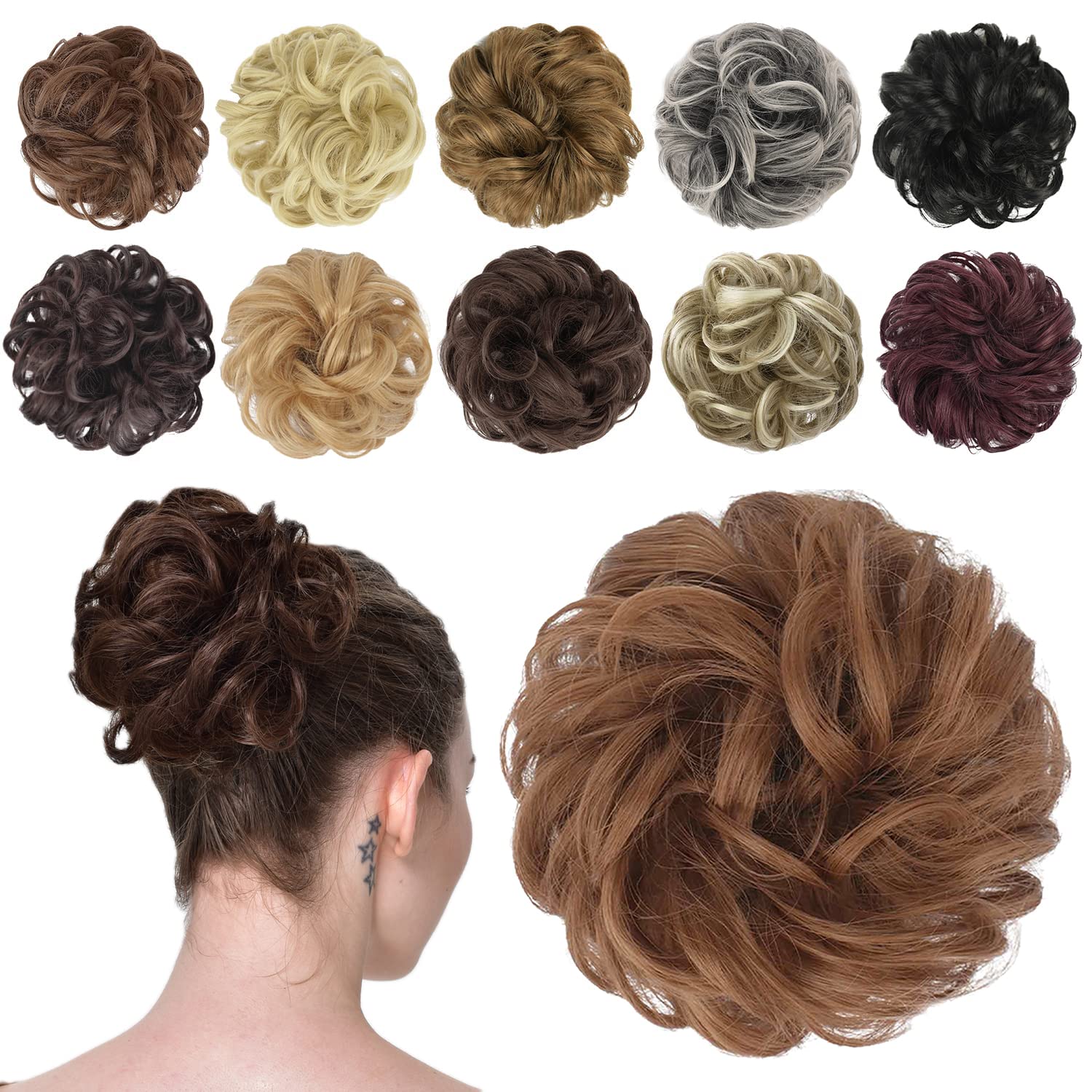 Hair Bun Hair Pieces Elastic Wavy Curly Hair Bun Scrunchies Extensions Synthetic Chignon Hairpieces