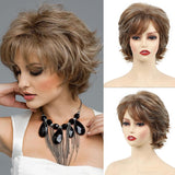 Short Gray Curly Wigs for White Women Curly Grey Hair Wig