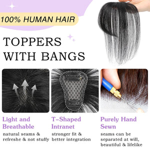 Clip in Bangs 100% Human Hair Toppers 360°3D Hair Pieces Clip On Air Bangs Extensions - Wigtrends