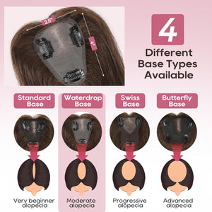 Real Human Hair Topper10 inch Women for Thinning Hair Swiss Base Hairpiece - Wigtrends