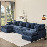 108" U Shaped Couch, Modular Sectional Sofa, 3-Seater Comfy Cloud Couch with Movable Ottoman, Deep Seat Couches for Living Room, Chenille, Slate