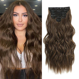 Clip in Hair Extensions 6 PCS Natural & Soft Hair Blends Well Hair wigs Dark Brown Long Wavy Hairpieces