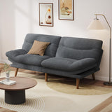 Pipishell Convertible Futon Sofa Bed,66" Corduroy Futon Couch with Adjustable Backrest and Armrests, Recliner Sleeper Sofa for Small Spaces, Play Room or Office, Grey