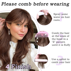 Clip in Bangs 100% Human Hair Toppers 360°3D Hair Pieces Clip On Air Bangs Extensions - Wigtrends