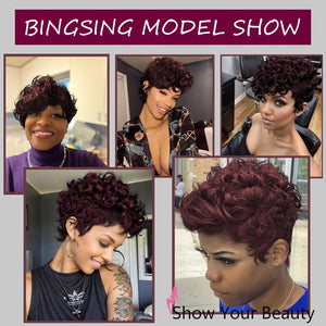 Pixie Cut Wig Short Wigs for Black Women Black Mixed With Grey Human Hair Wigs - Wigtrends