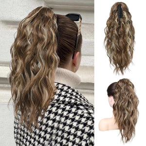 Ponytail Extension 18 Inch Claw Clip Wavy Curly in Synthetic wigs Hair piece - Wigtrends