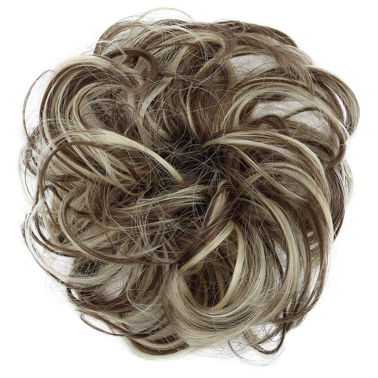 Messy Scrunchie Bun Voluminous Wavy Hairpiece Heat-resistant Synthetic Fibres Blond Mix