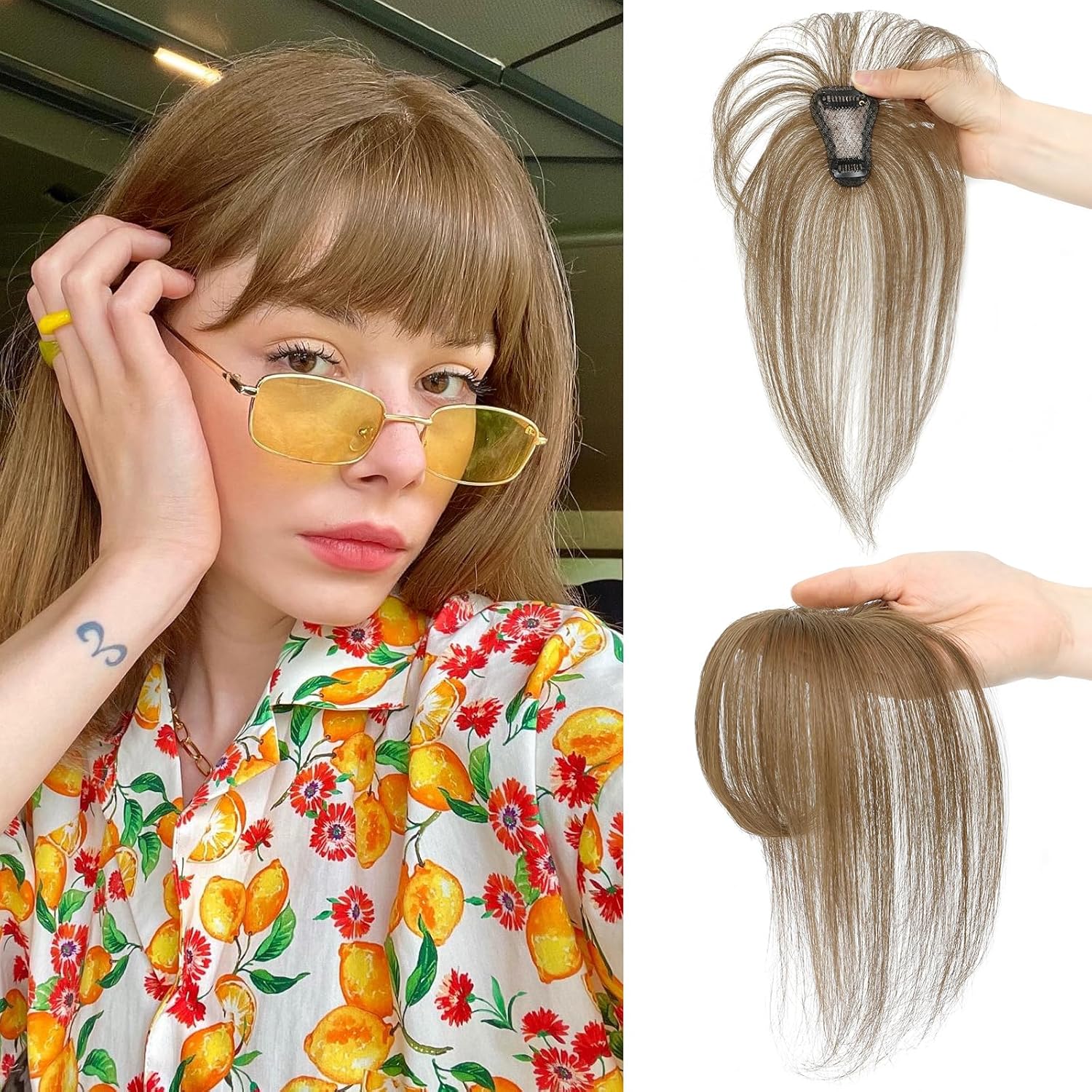 Clip in Bangs 100% Human Hair Toppers 360°3D Hair Pieces Clip On Air Bangs Extensions - Wigtrends