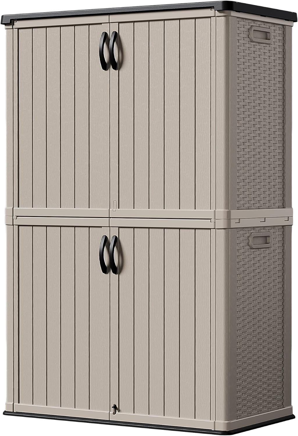Devoko Outdoor Storage Cabinet 26 Cu Ft with Lockable Doors, Horizontal Storage Shed Waterproof Patio Tools Storage Box for Sofa Cushions, Gardening Tools and Accessories (White)
