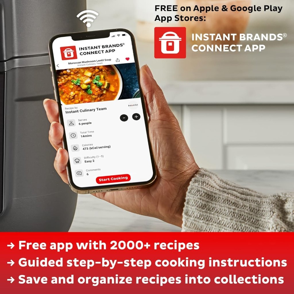 9 - in - 1 Multicooker, Pressure Cooker, Slow Cook, Rice Maker, Steamer, Sauté, Yogurt, Warmer & Sterilizer, Includes App With Over 800 Recipes, Stainless Steel, 6 Quarts - Wigtrends