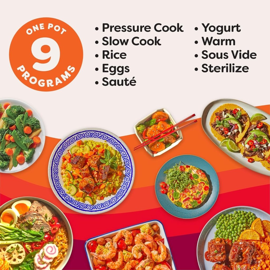 9 - in - 1 Multicooker, Pressure Cooker, Slow Cook, Rice Maker, Steamer, Sauté, Yogurt, Warmer & Sterilizer, Includes App With Over 800 Recipes, Stainless Steel, 6 Quarts - Wigtrends