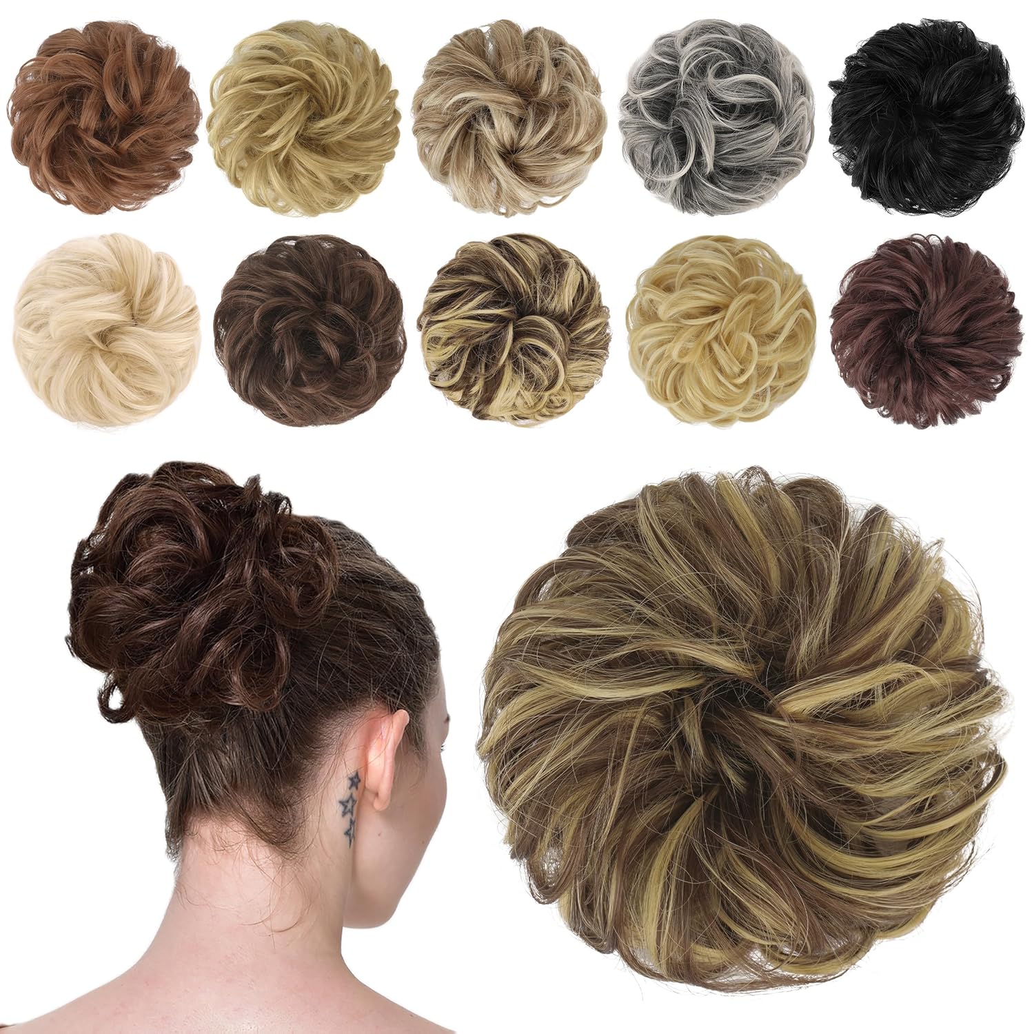 Hair Bun Hair Pieces Elastic Wavy Curly Hair Bun Scrunchies Extensions Synthetic Chignon Hairpieces