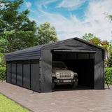 10'x15' Heavy Duty Metal Carport, Outdoor Garage Car Shelter Shade with Heavier Frame, Galvanized Roof for Car and Boats, Grey