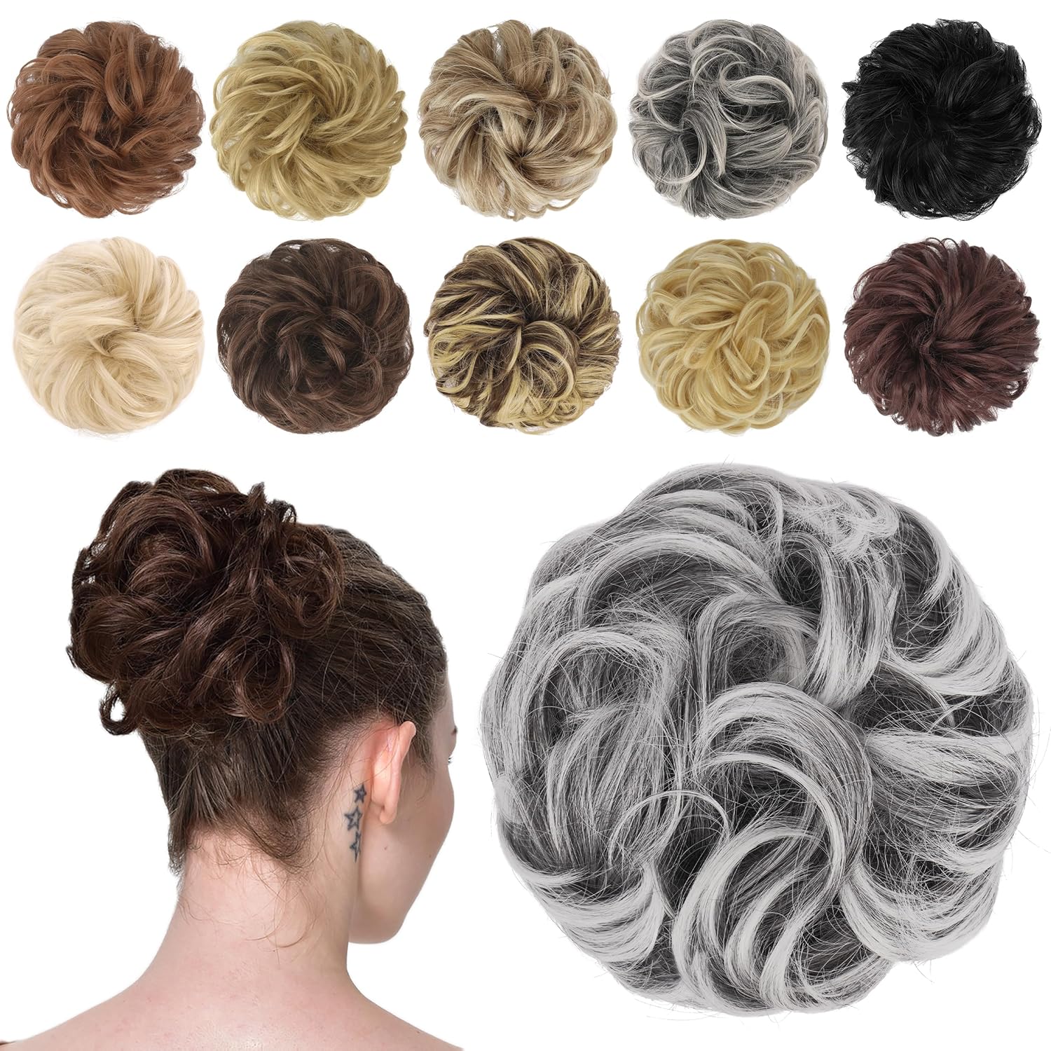 Hair Bun Hair Pieces Elastic Wavy Curly Hair Bun Scrunchies Extensions Synthetic Chignon Hairpieces