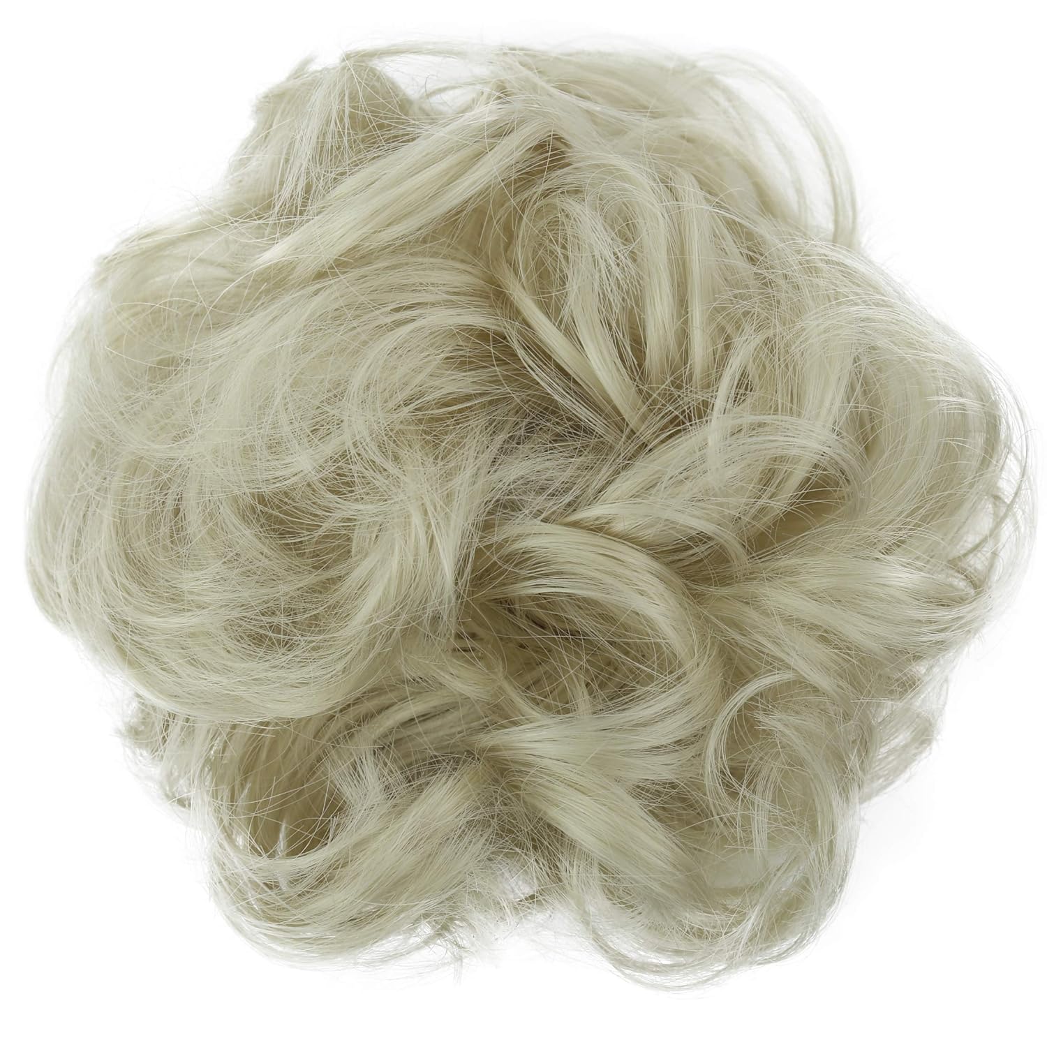 Messy Scrunchie Bun Voluminous Wavy Hairpiece Heat-resistant Synthetic Fibres Blond Mix