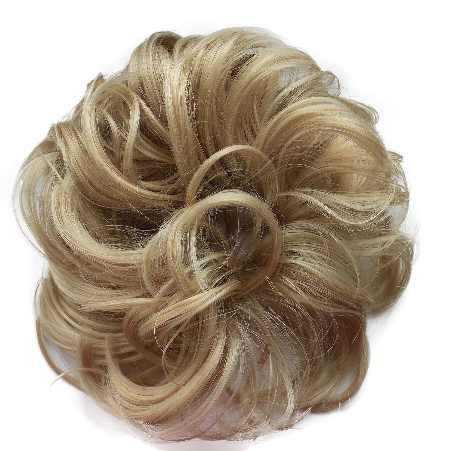 Messy Scrunchie Bun Voluminous Wavy Hairpiece Heat-resistant Synthetic Fibres Blond Mix