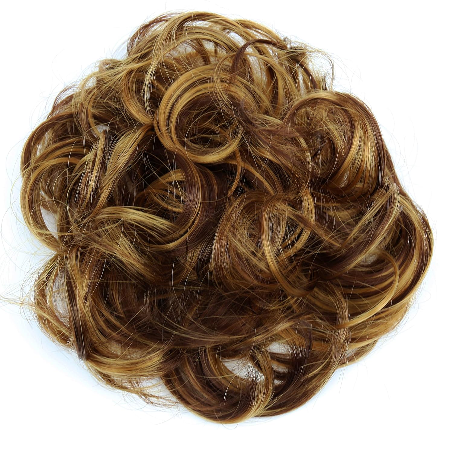 Messy Scrunchie Bun Voluminous Wavy Hairpiece Heat-resistant Synthetic Fibres Blond Mix