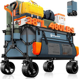 38"L Collapsible Wagon Cart Foldable, 460LB Weight Capacity 220L Heavy Duty Folding Beach Wagons with Big All-Terrain Wheels, Utility Carts for Groceries, Shopping, Camping, Sports - Black